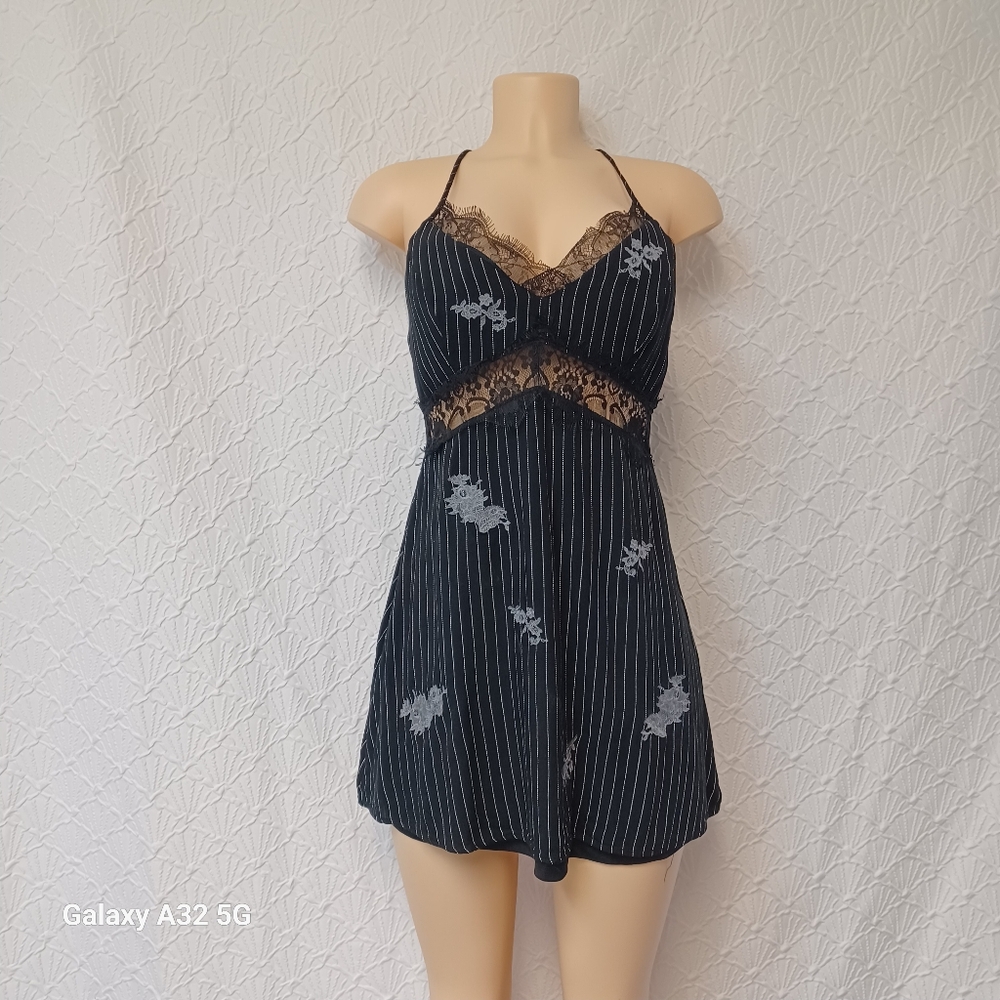 Lush Women Dress Mini Size S Black and White Lace Chemise